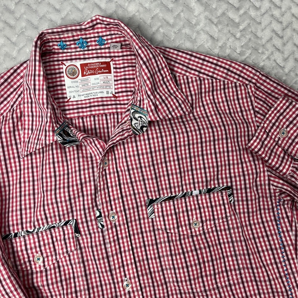 Robert Graham Men's Large Freshly Laundered Button Down Shirt Gingham Check